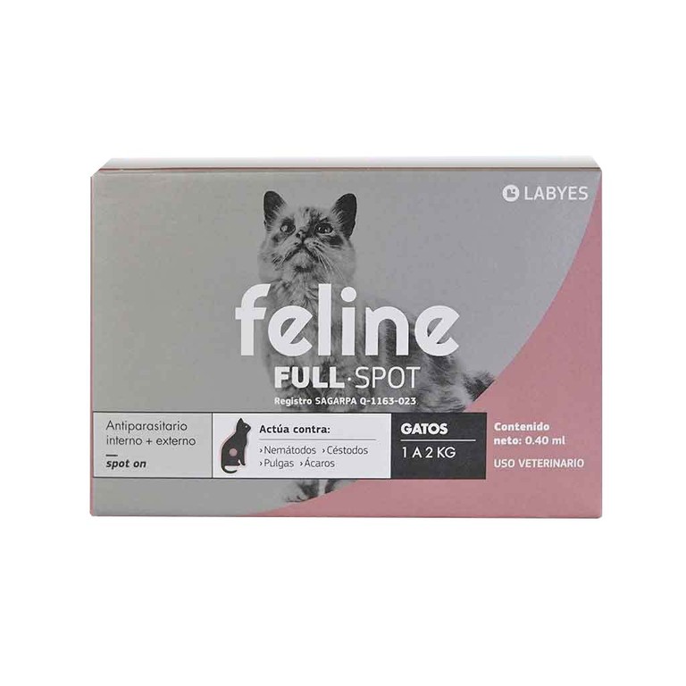 Feline Fullspot de 1 a 2kg. Desprasitante interno y externo