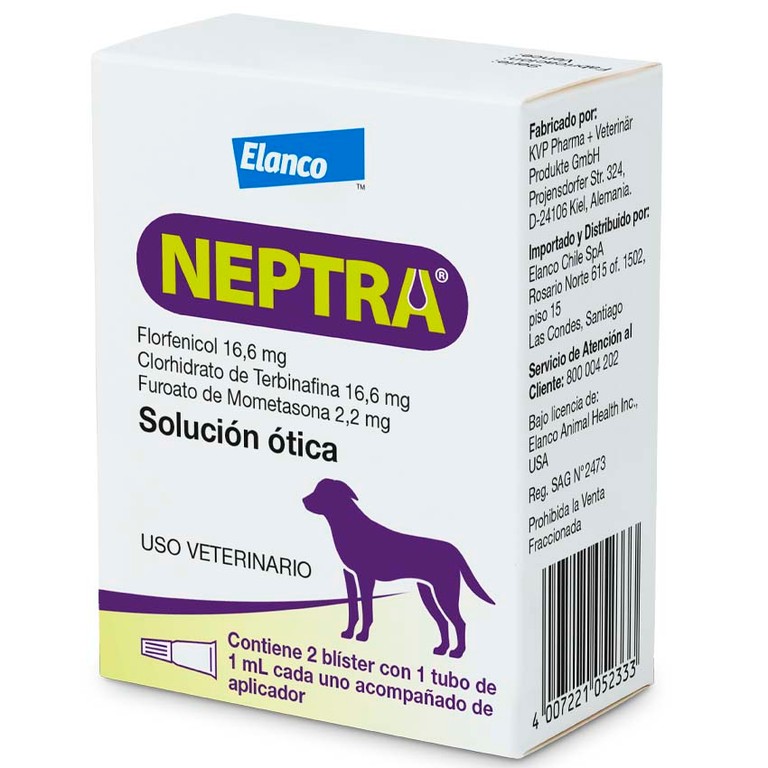 Neptra. Solución para otitis externa. Elanco