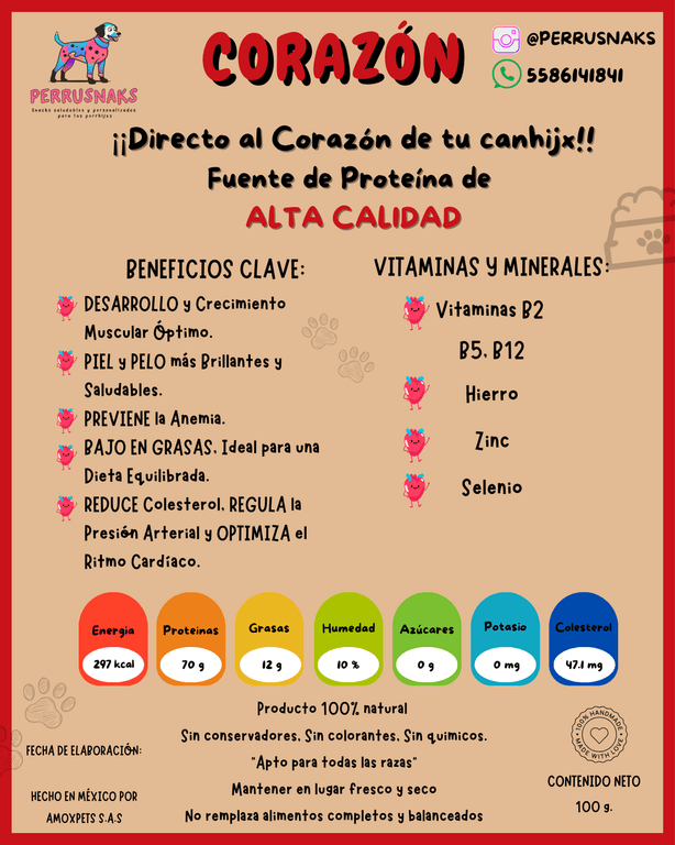 Perrusnaks Corazón de Res 100gr