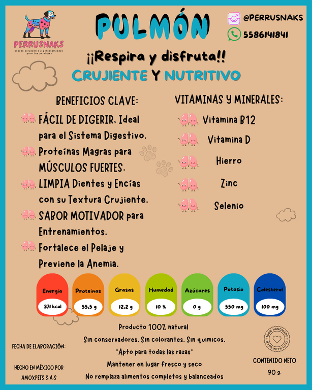 Perrusnaks Pulmón de Res 100gr