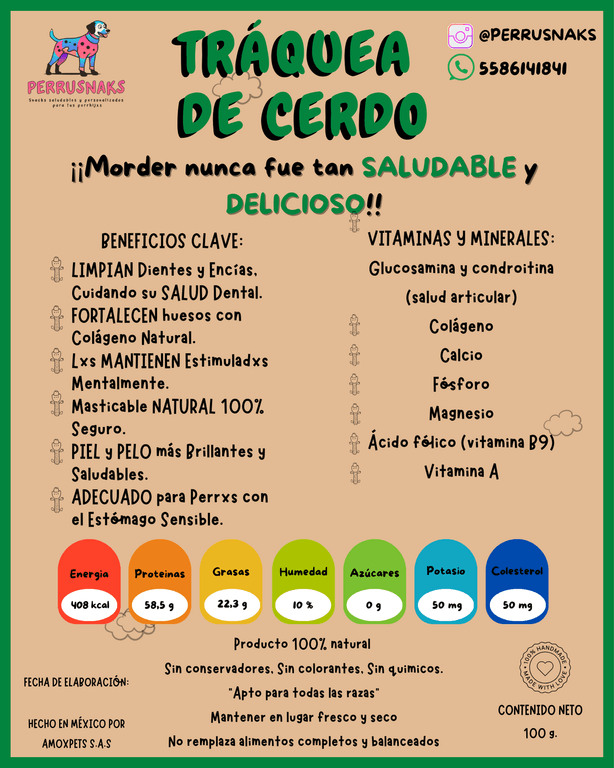 Perrusnaks Traquea de Cerdo 100gr