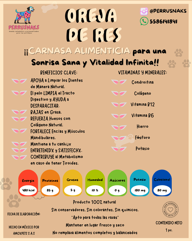 Perrusnaks Oreja de Res 1pz