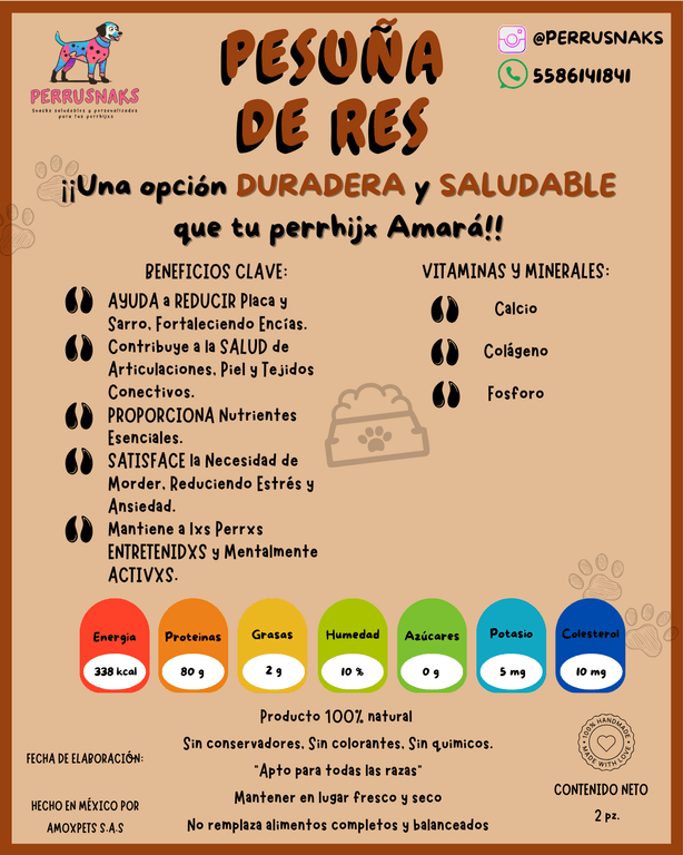 Perrusnaks Pesuñas de Res 2pz